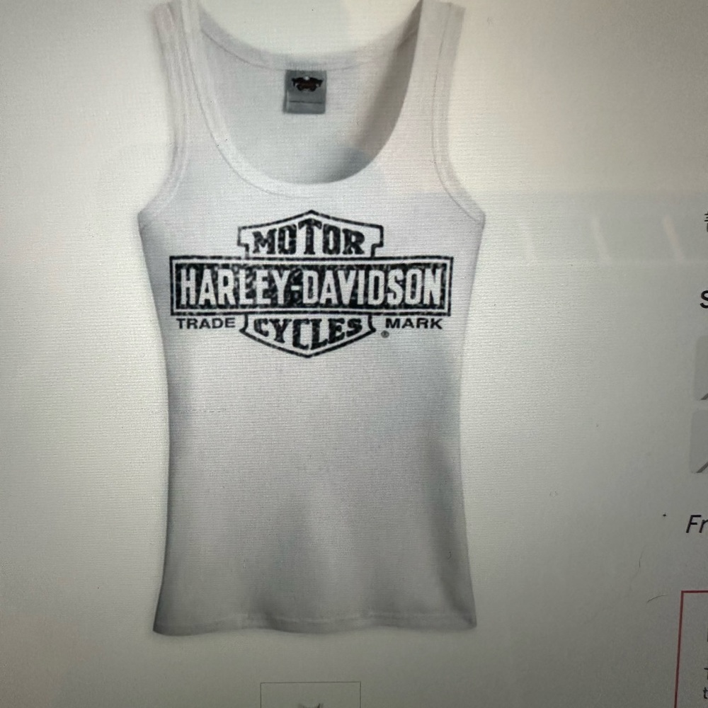 Harley-Davidson Women’s Bar and Shield Trademark Logo Tank, white -size small